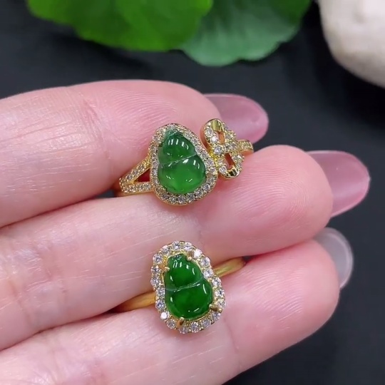 F34981985 Jadeite Inlaid Ring Sell as a Lot (Non-Gold Setting) (Adjustable)