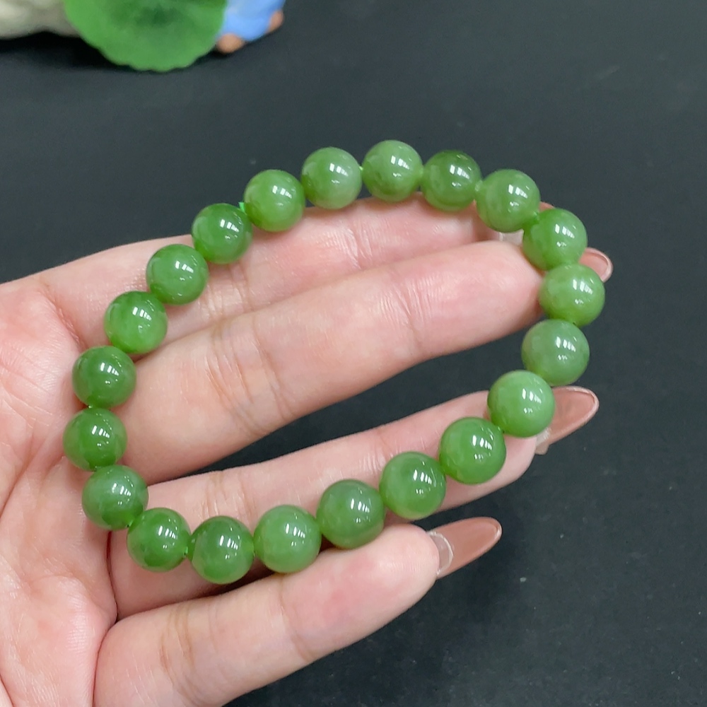 H35118190 Hetian Jade Jasper Bracelet, Approx. 9.2 mm, Total Weight Approx. 28.3g
