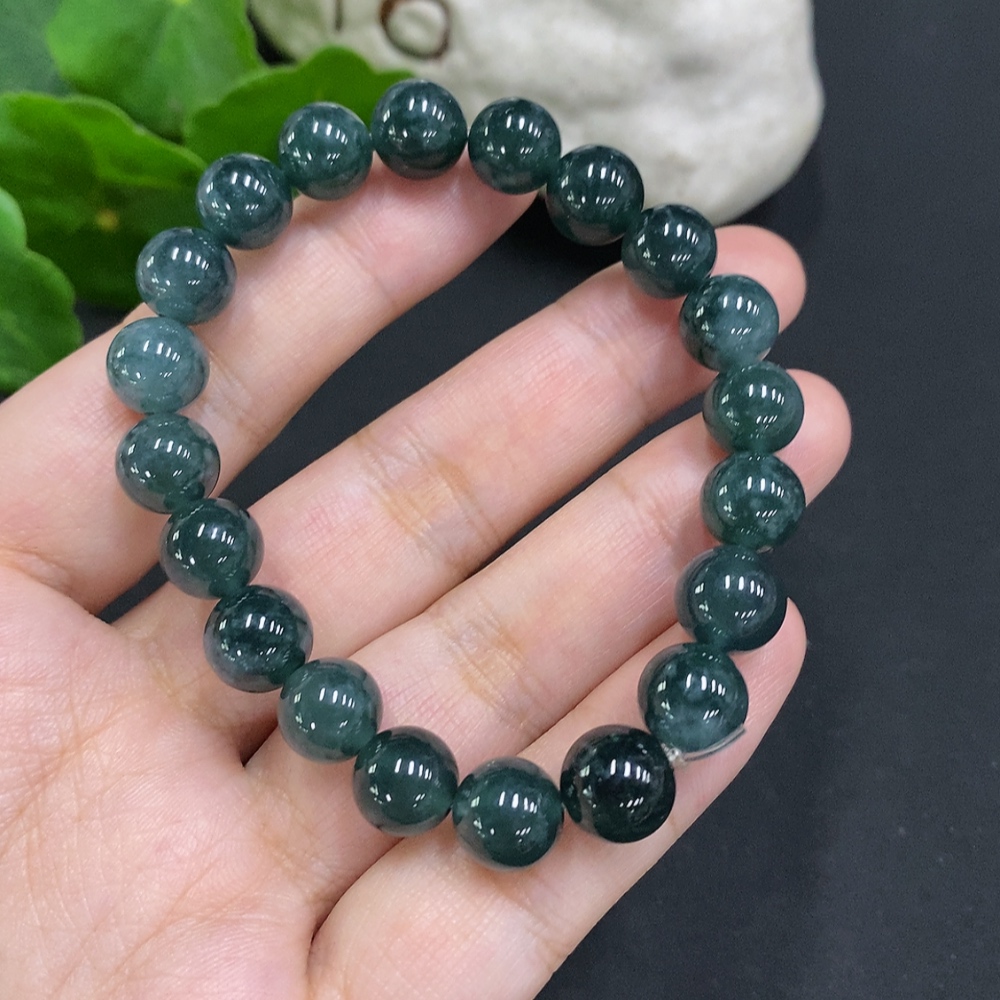 F34050768 Jadeite Bead Necklace Approx. 8.7mm Total Weight About 26g