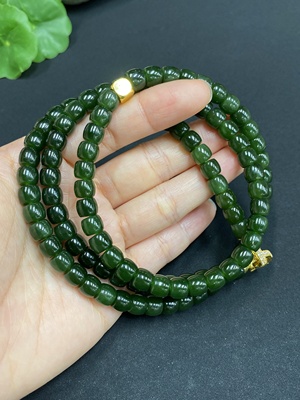 H32771209 Hetian Jade Bead Necklace, Approx. 6.8mm, Non-Gold-Inlaid, Total Weight Approx. 63.1g