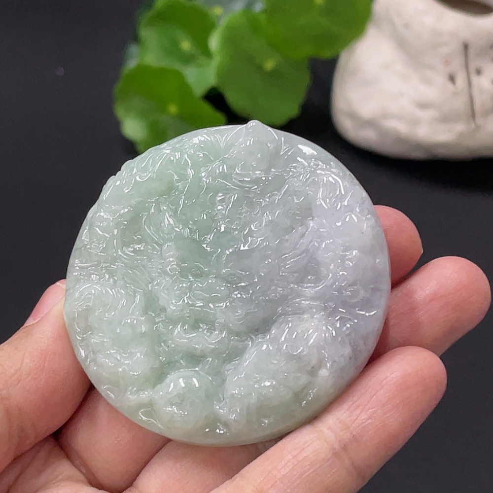 F33909657 Jadeite Nine Dragons Supreme Pendant, Total Weight Approximately 63.8g