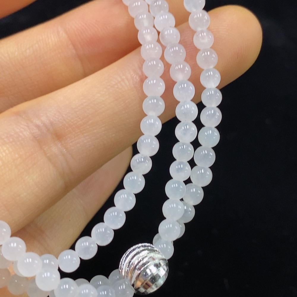 F34975257 Jadeite Bead Necklace Card 3.3mm Approx. Total Weight About 13.68g Non-Gold