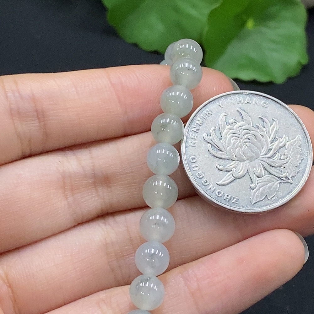 F32787558 Jadeite Bead Necklace Approx. 6.2mm Total Weight Approx. 41.3g Non-Gold Setting Color Origin Undetermined