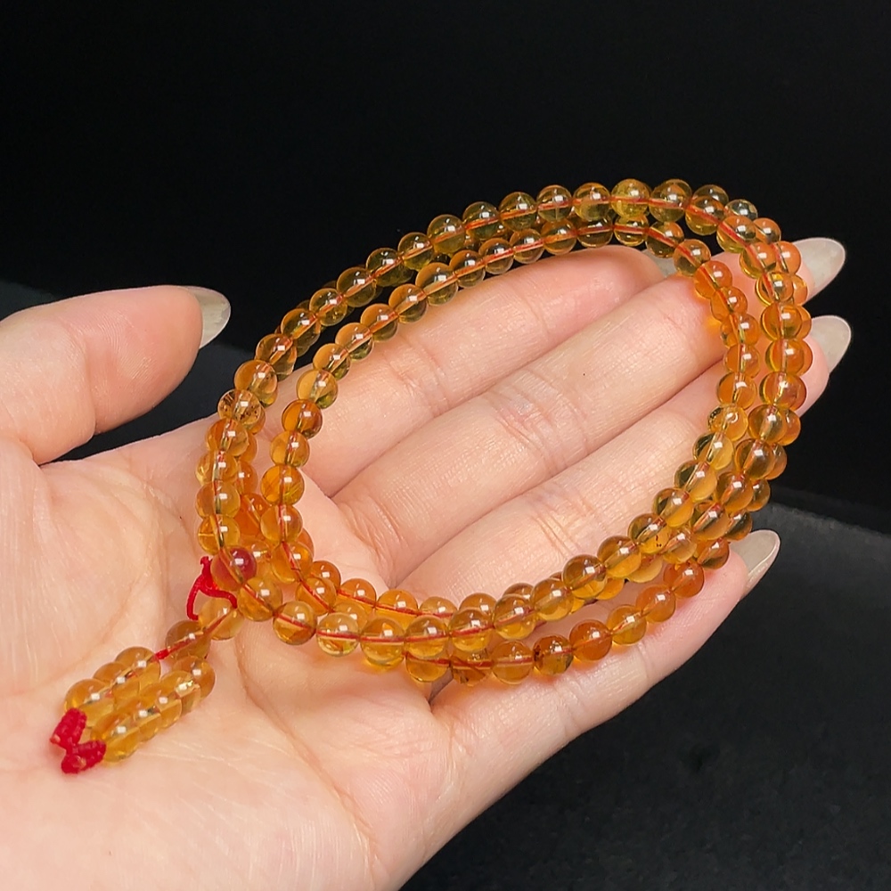 C34066280 Amber Beeswax Bead Chain, Total Weight Approx. 10.62g, Size About 5.2mm