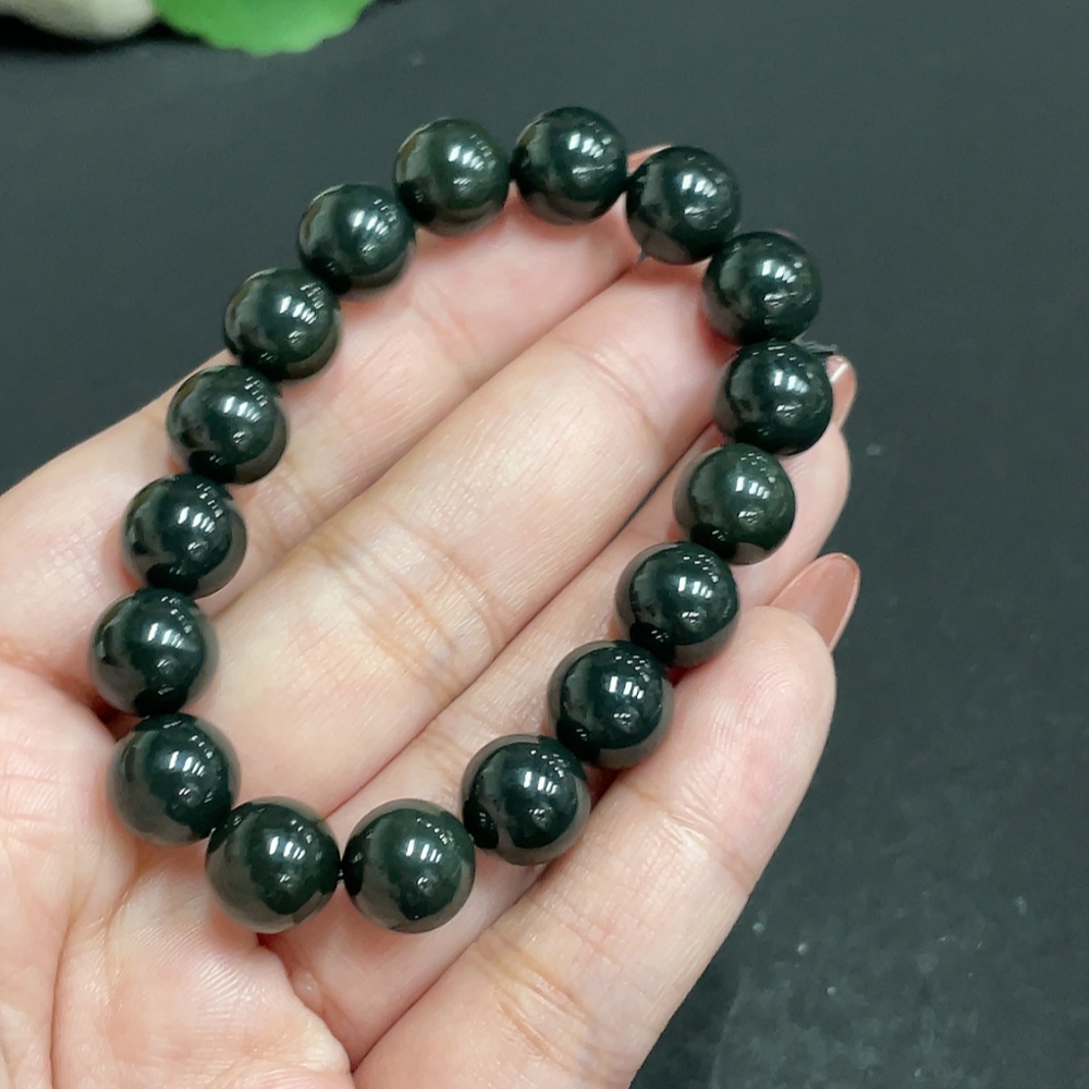 H34010468 Hetian Jade Bracelet, Approx. 10mm Beads, Total Weight About 27.3g