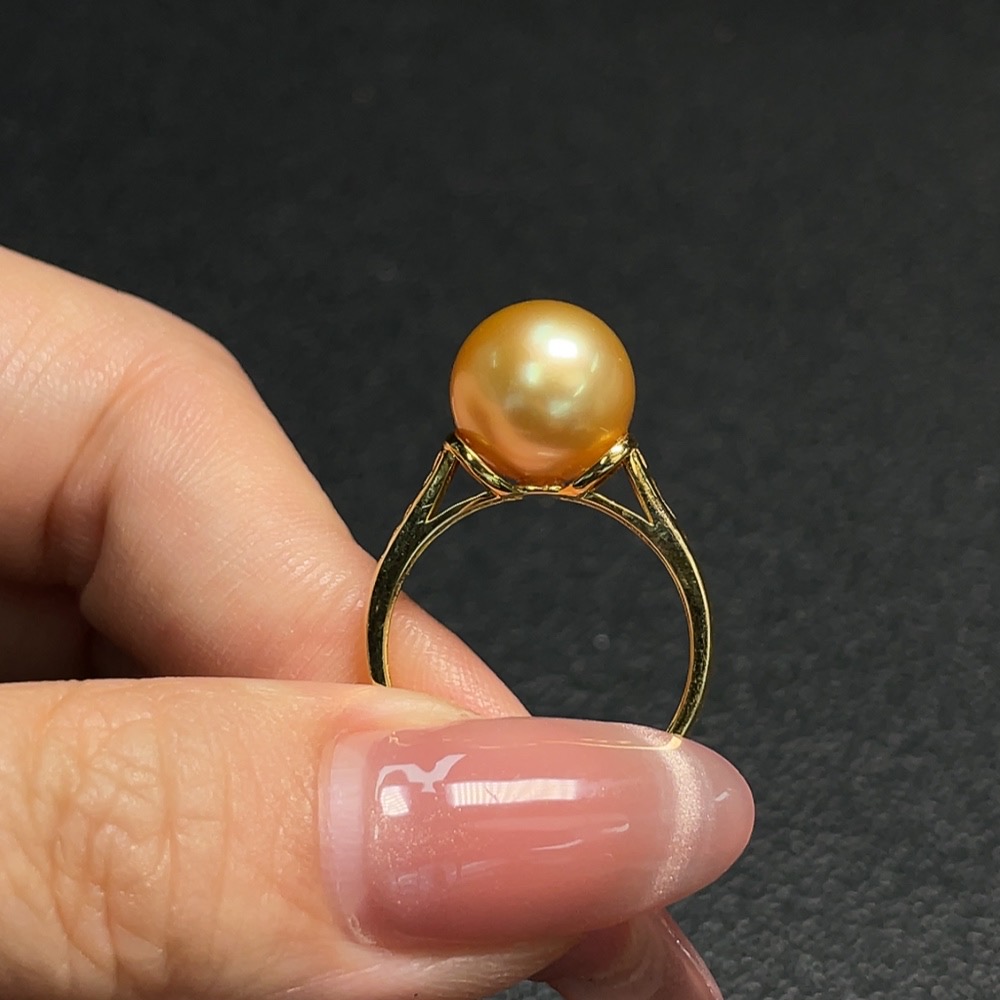 C29341692 Seawater pearl inlaid ring, 18k gold, size 14, approximately 10.3mm, total weight about 3.57g, color origin undetermined