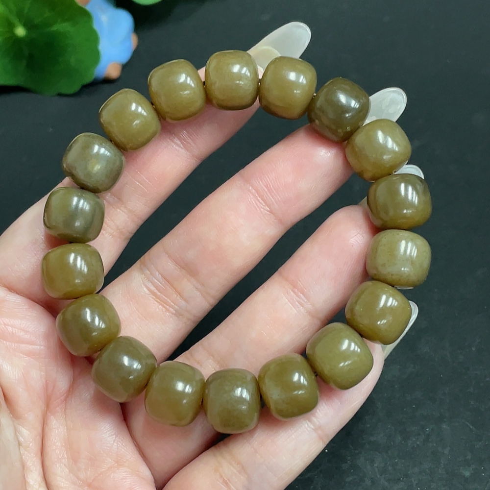 H28244218 Hetian Jade Bracelet, Approx. 11.7mm Beads, Total Weight Approx. 50.9g