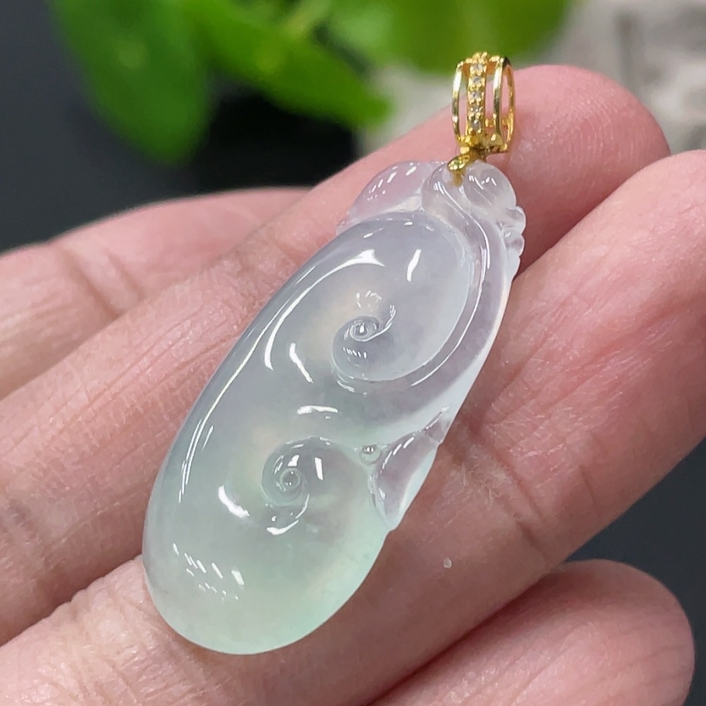 F34060995 Jadeite Pendant Ruyi 18K Non-Diamond Total Weight Approx. 3.66g (Excluding Rope)