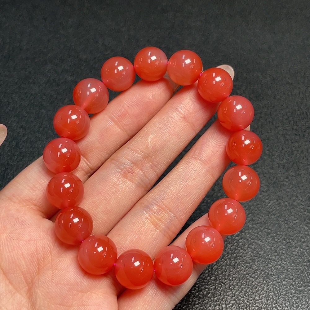 C33921071 South Red Agate Bead Bracelet, Total Weight Approx. 36.93g, Size About 11.5mm