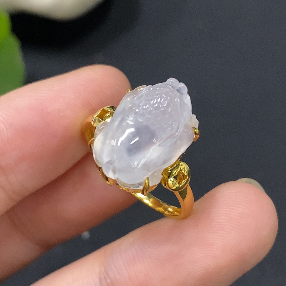 F28249694 Jadeite Inlaid with 18k Gold, Total Weight Approx. 3.24g, Size 14