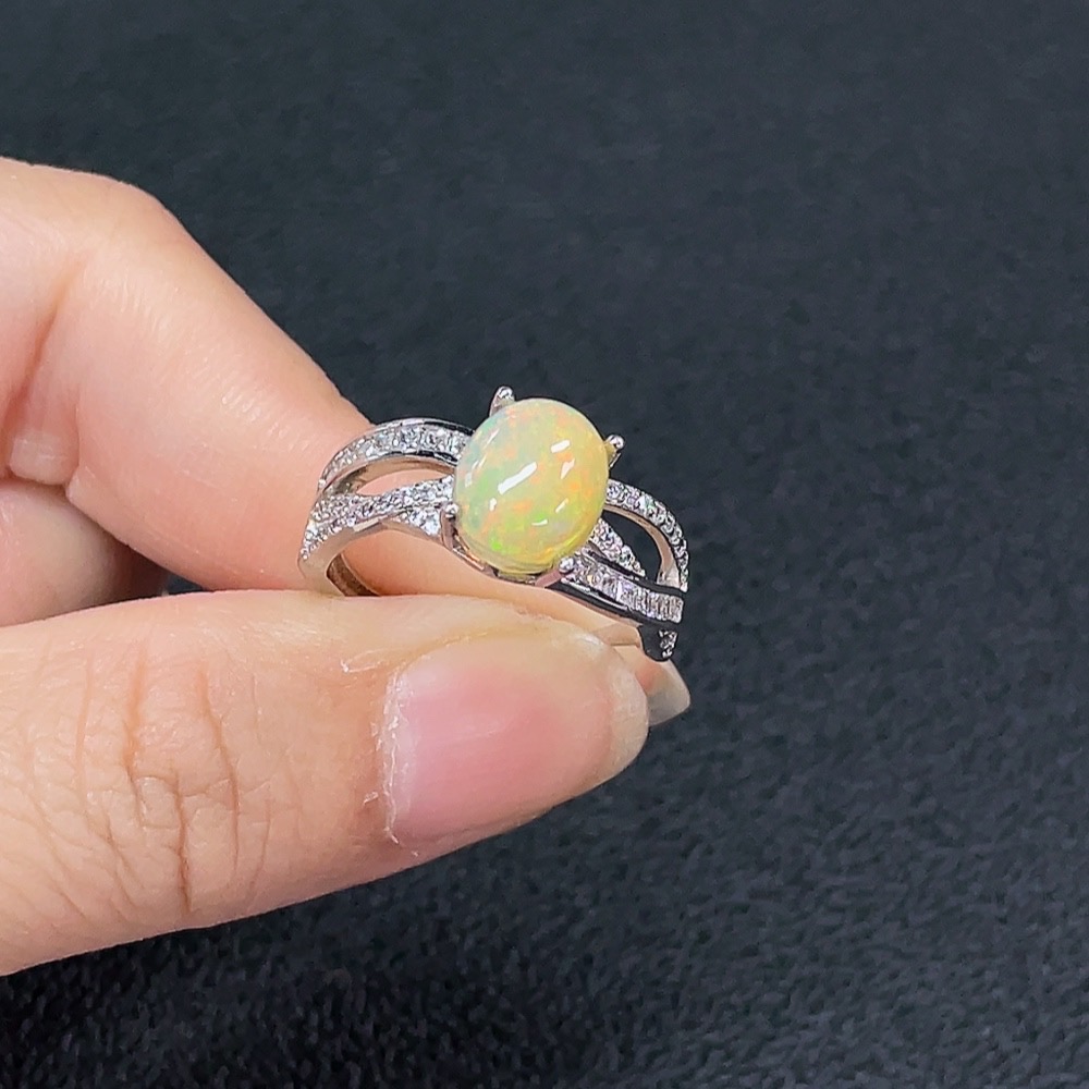 C34991079 Opal Ring, Non-Gold, Adjustable, Total Weight Approx. 3.25g, Stone Size 9.8*7.5mm