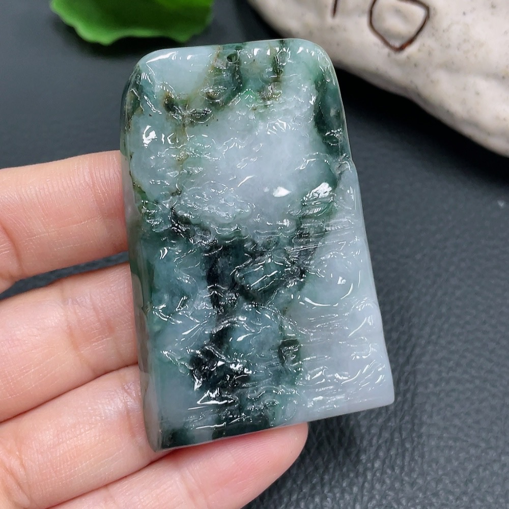 F22527707 Jadeite Pendant Landscape Plaque with Other Mineral Components, Total Weight 34.141g