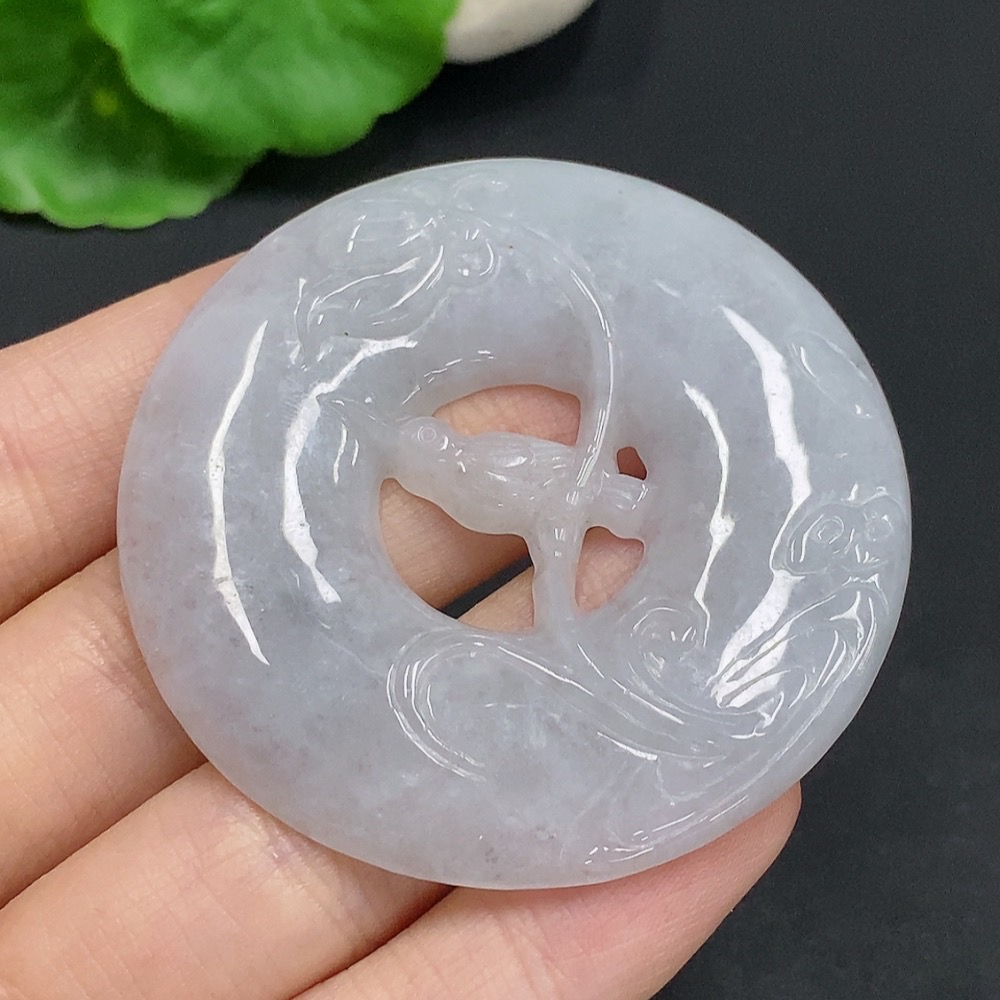 F32724187 JadeiteMagpie on Plum Branch Pendant