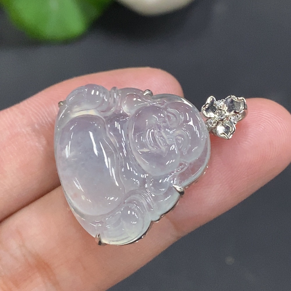 F18070647 Jadeite Buddha Pendant with 18K Gold Mounting, Total Weight Approx. 5.4g