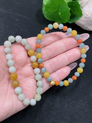 F34069096 Jadeite Bracelet Sell as a Lot (No Gold Inlay) (Beads Not Grade A)