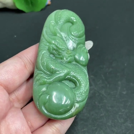 H28243875 Hetian Jade Handheld Piece Dragon Total Weight Approx. 117.1g