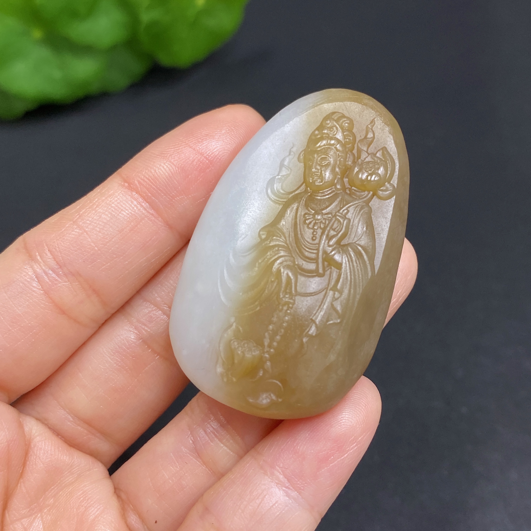 H30466246 Hetian Jade Pendant Guanyin Total Weight Approx. 33.1g