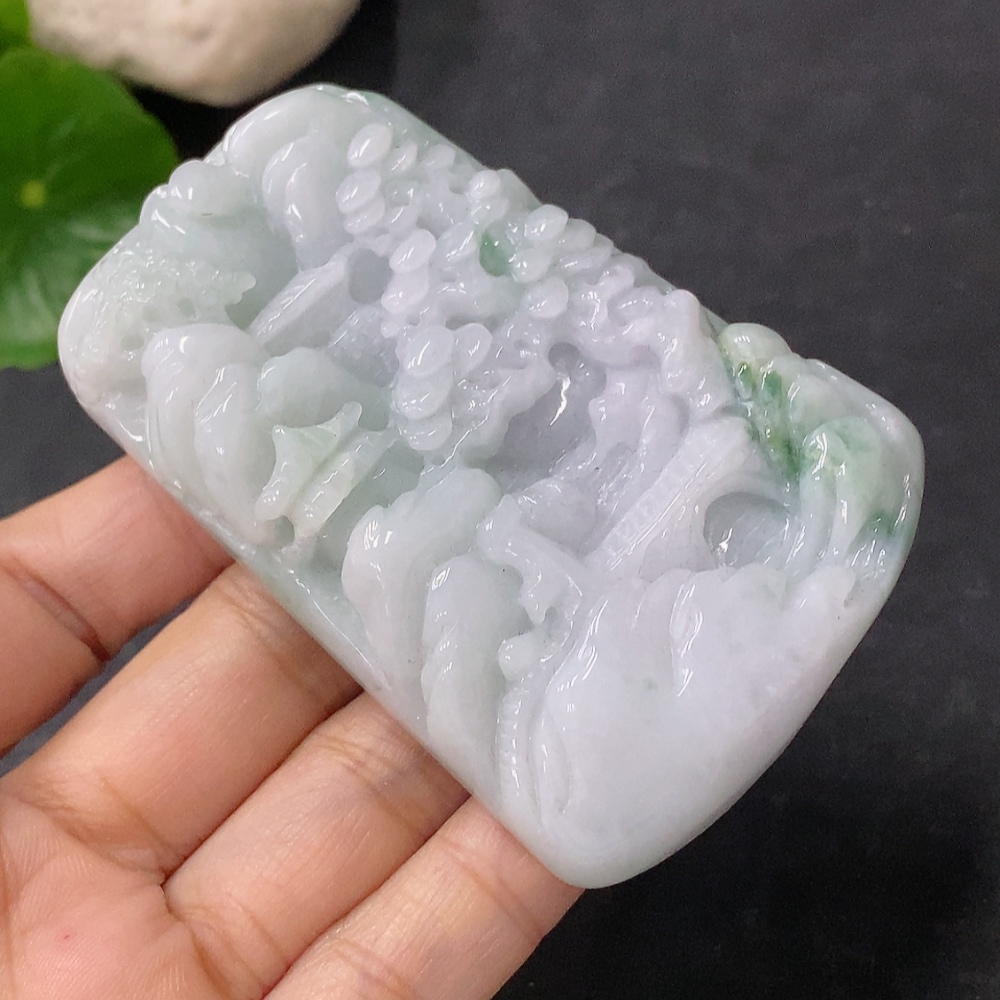 F34041842 Jadeite Pendant Landscape Plaque Total Weight Approx. 115.22g
