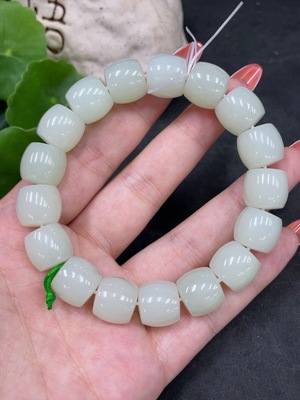H34980440 Hetian Jade Bracelet, Approx. 12.7mm Beads, Total Weight Approx. 64.3g