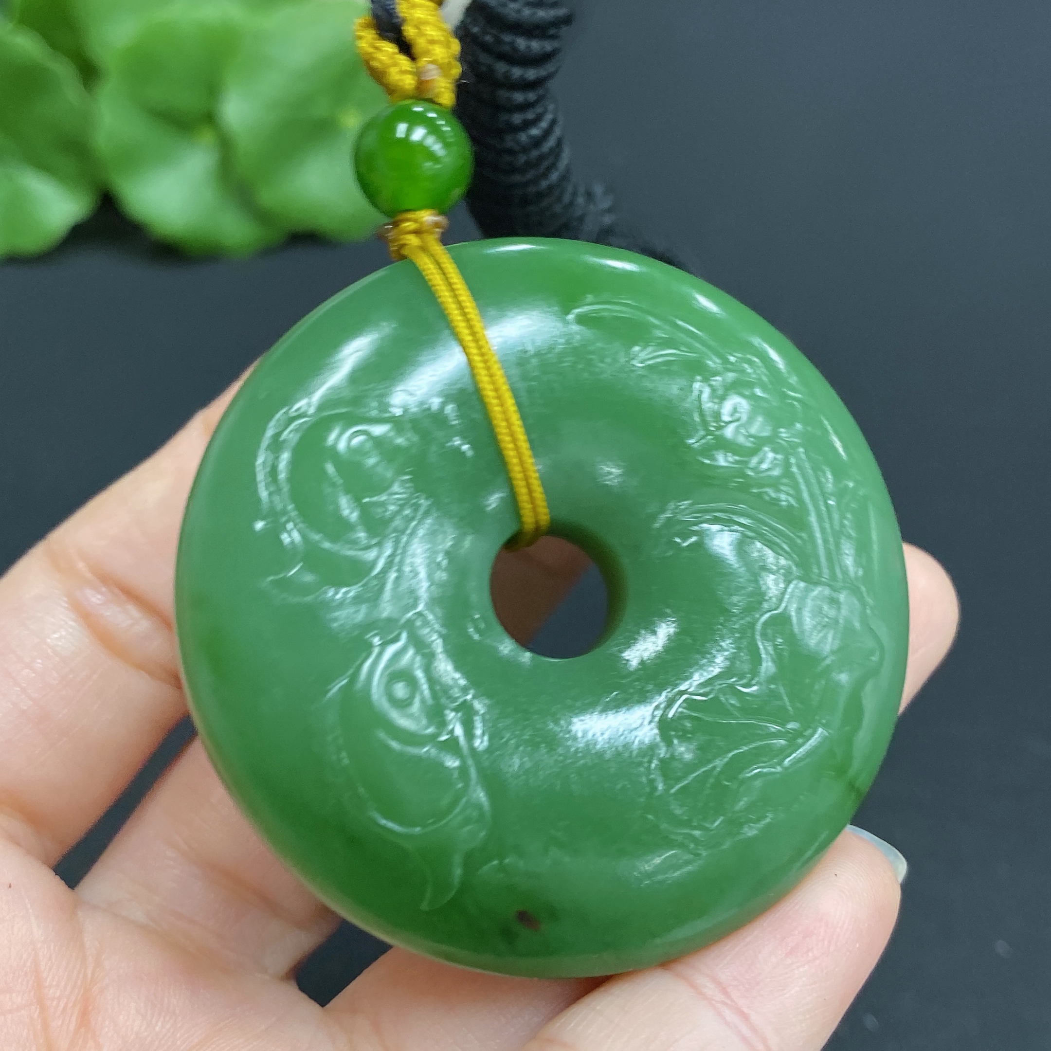 H27125859 Hetian Jade Pendant - Lotus and Fish Peace Buckle
