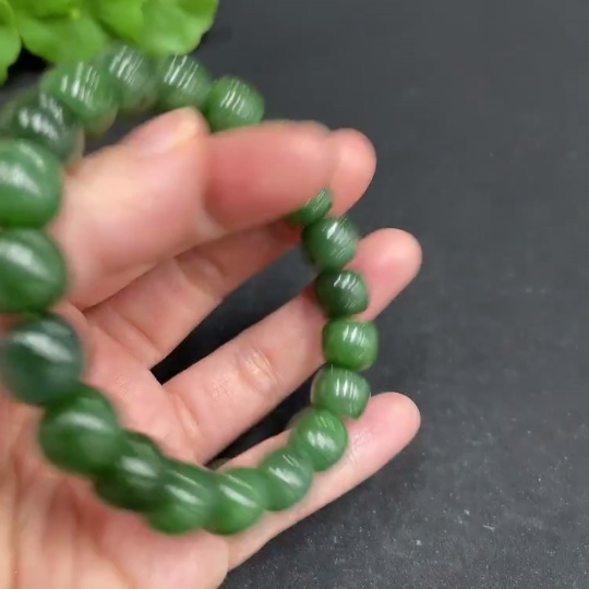 H34052255 Hetian Jade Jasper Bracelet Approx. 9.7mm Total Weight Approx. 33.1g