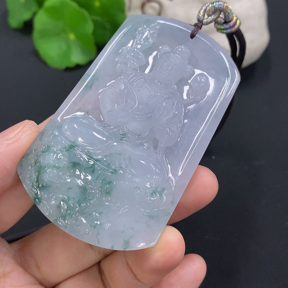 F30483742 Jadeite Pendant, Total Weight Including Rope Approximately 73.2g