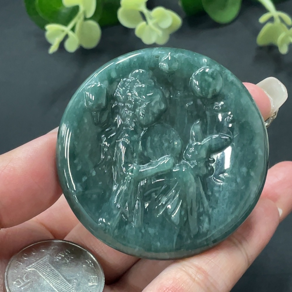F13512793 Jadeite Lady Painting Pendant
