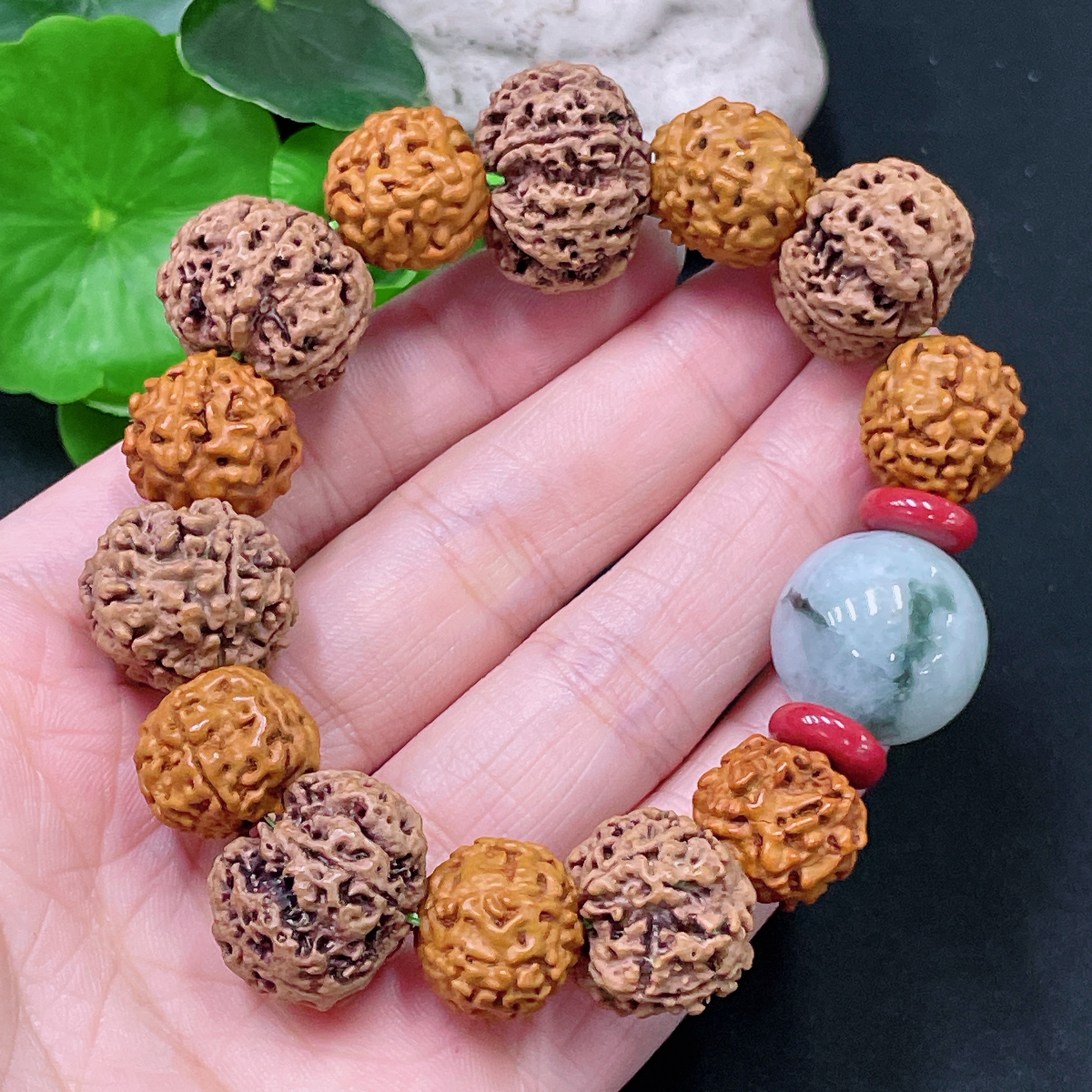 F33893359 Jadeite Single Bead Bracelet Approx. 18.3mm Total Weight Approx. 35.31g With Other Mineral Components Non-Grade A Matching Beads