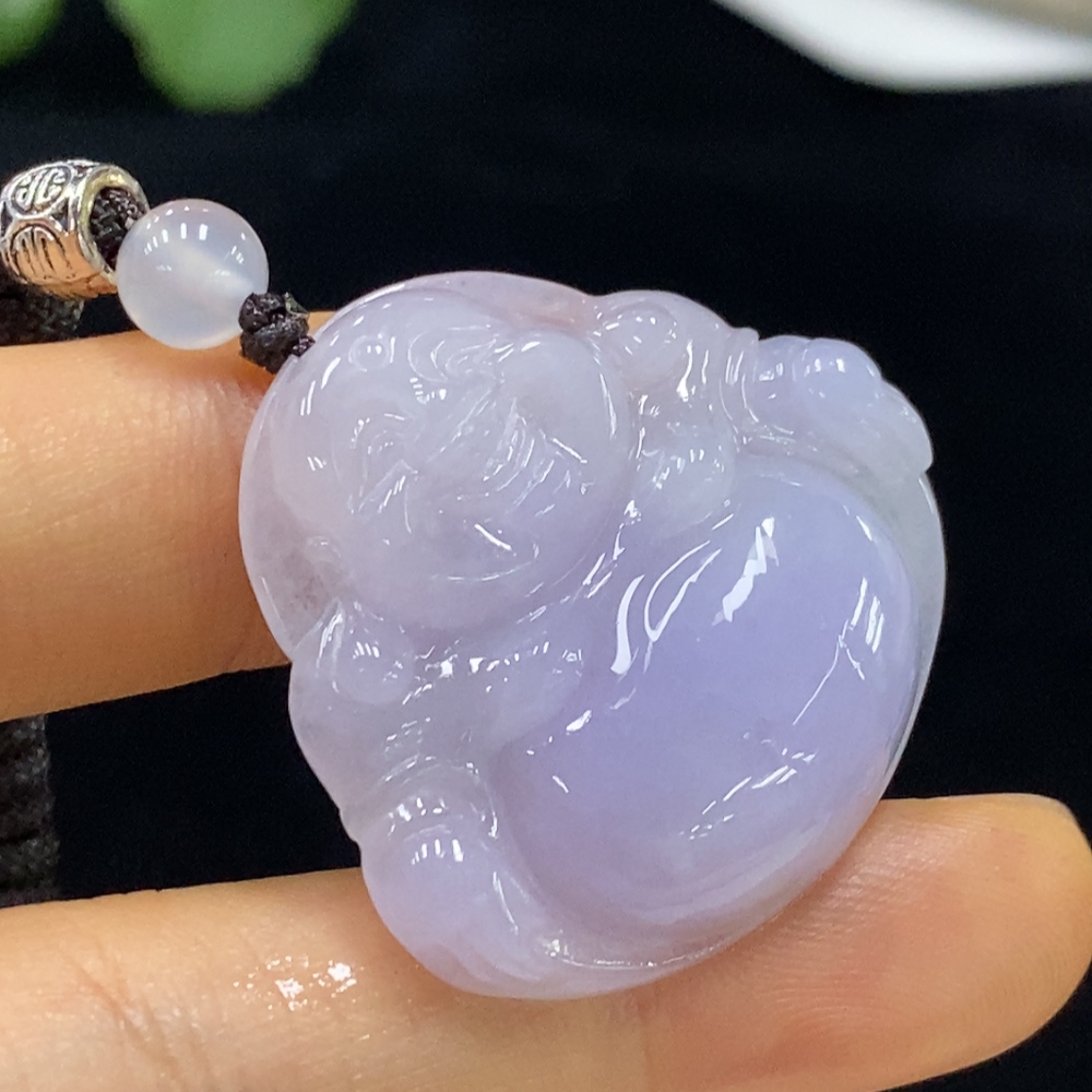F35095086 Jadeite Pendant Buddha with Non-A Beads and Cord Total Weight Approx. 12.07g