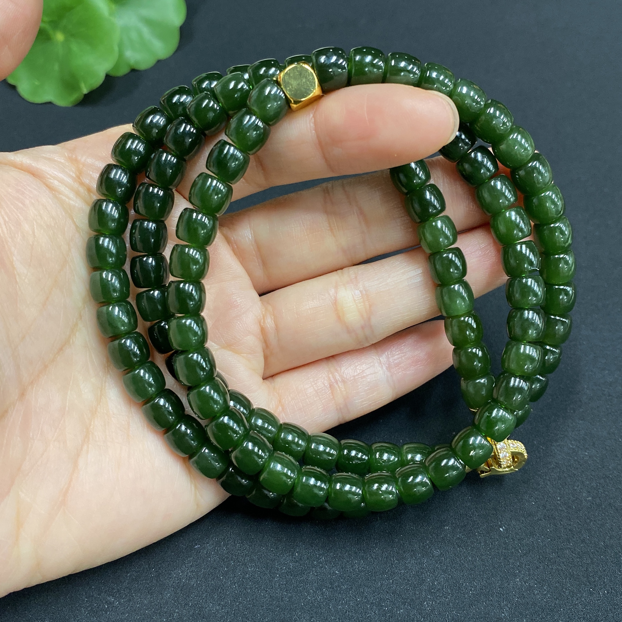 H32771209 Hetian Jade Bead Necklace, Approx. 6.8mm, Non-Gold-Inlaid, Total Weight Approx. 63.1g