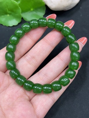 H35112427 Hetian Jade Bracelet, approx. 8.7mm beads, total weight approx. 26.9g