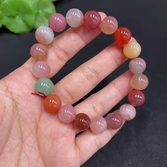 H34037707 Yanyuan Agate Bracelet, Approx. 10mm Beads, Total Weight About 28.2g