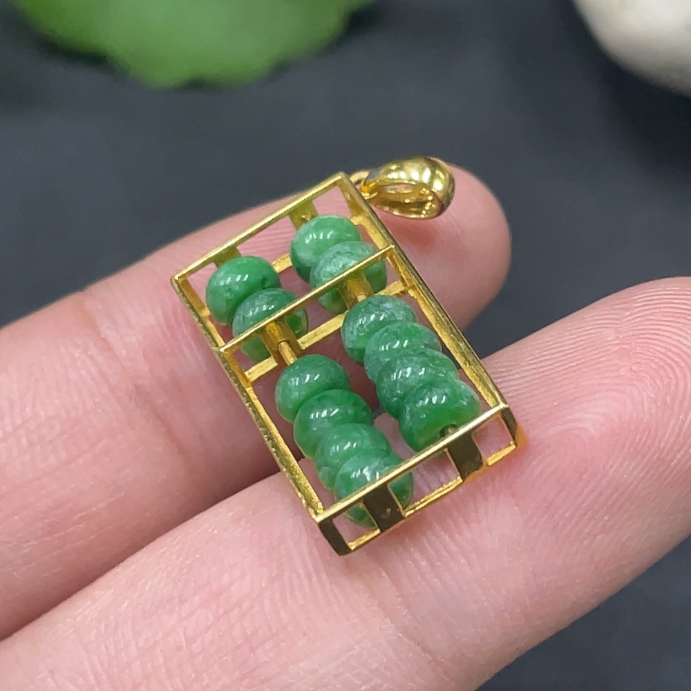 F19130867 Jadeite Inlay 18k Gold Inlaid Total Weight Approx.1.9g