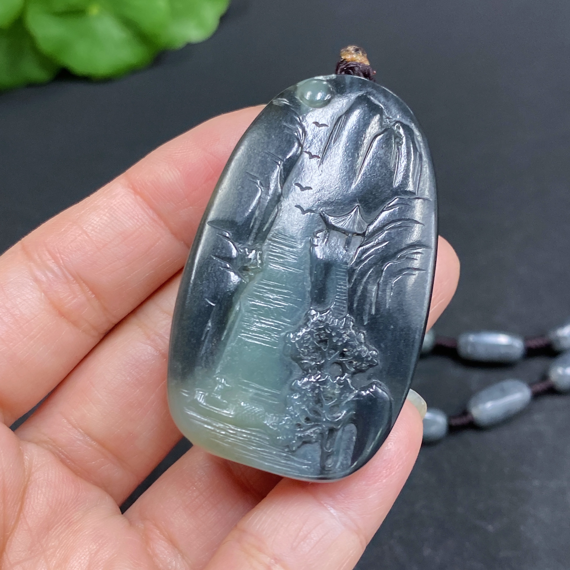 H33902415 Hetian Jade Pendant - Landscape