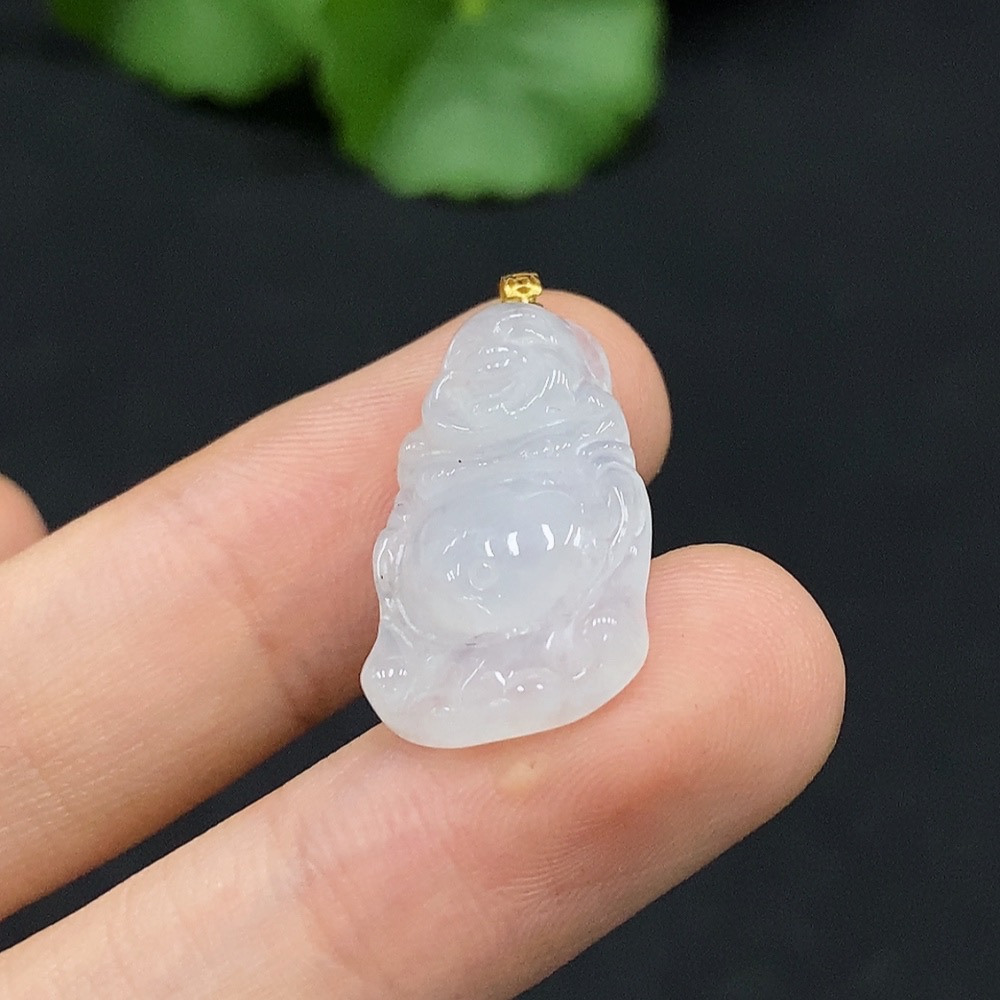 F30441713 Jadeite Standing Buddha Pendant 18K Gold Total Weight Approx. 2g