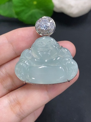 F33932972 Jadeite Buddha Pendant Inlay Non-Gold Inlay Total Weight Approx. 14.4g