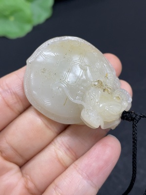 H46558219 和田玉挂件    龙龟   货品总重约（含绳）27.5g   皮色成因未定