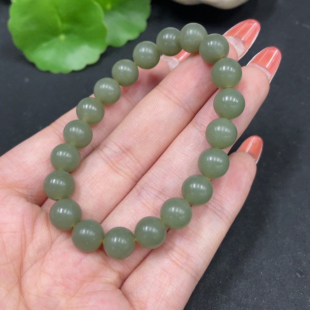 H35084535 Hetian Jade Bracelet Approx. 8.2mm Total Weight Approx. 18g