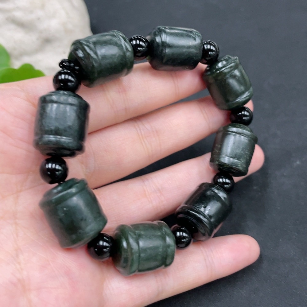 H30538467 Hetian Jade Bracelet (Non-Hetian Jade Beads) Total Weight Approx. 64.7g