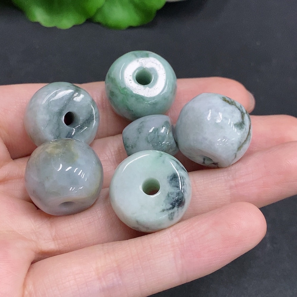 F34077204 Jadeite Barrel Beads Sell as a Lot with Other Minerals