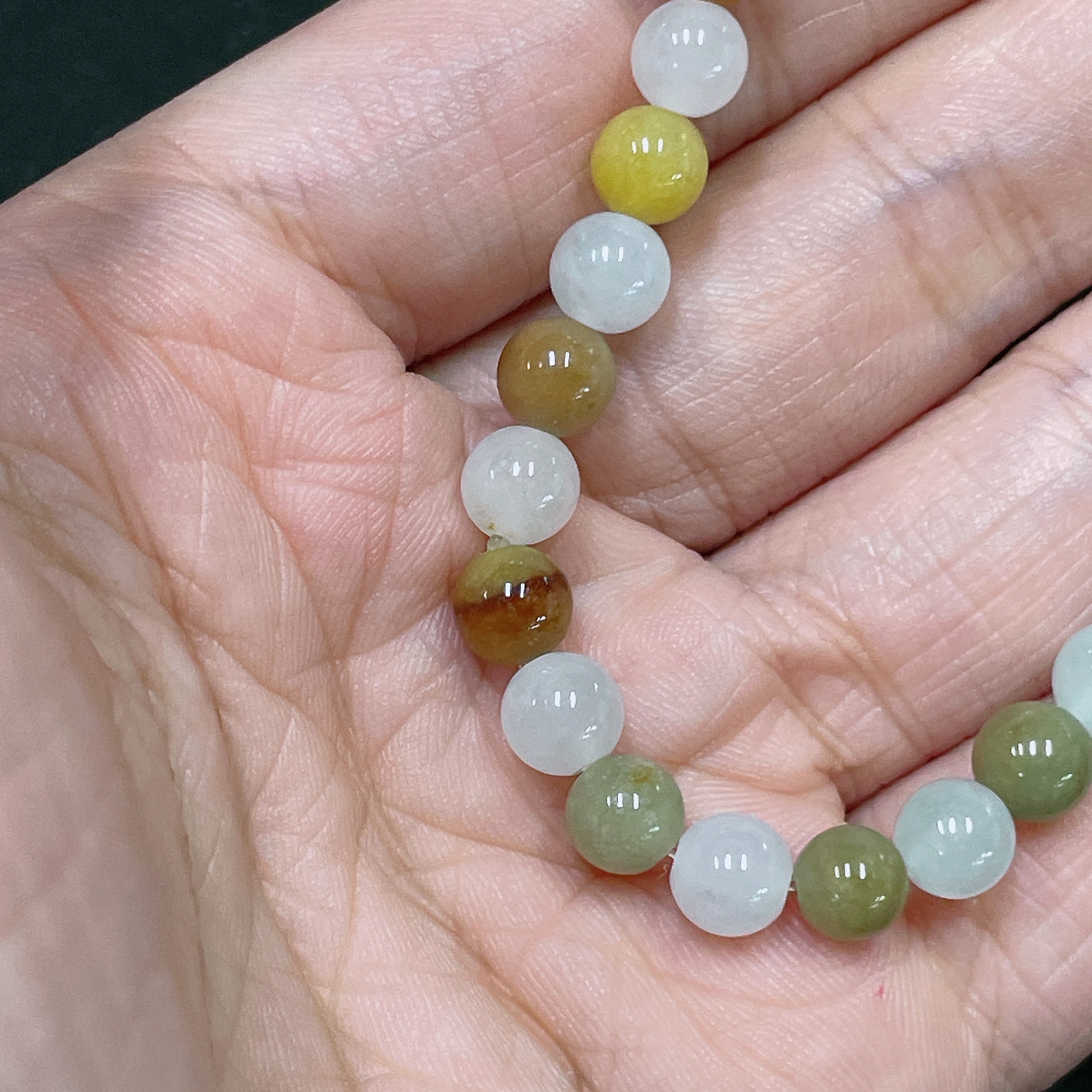 F34021844 Jadeite Beads Yellow Red Color Origin Undetermined Total Weight Approx.12.4g Size Approx.6.1mm
