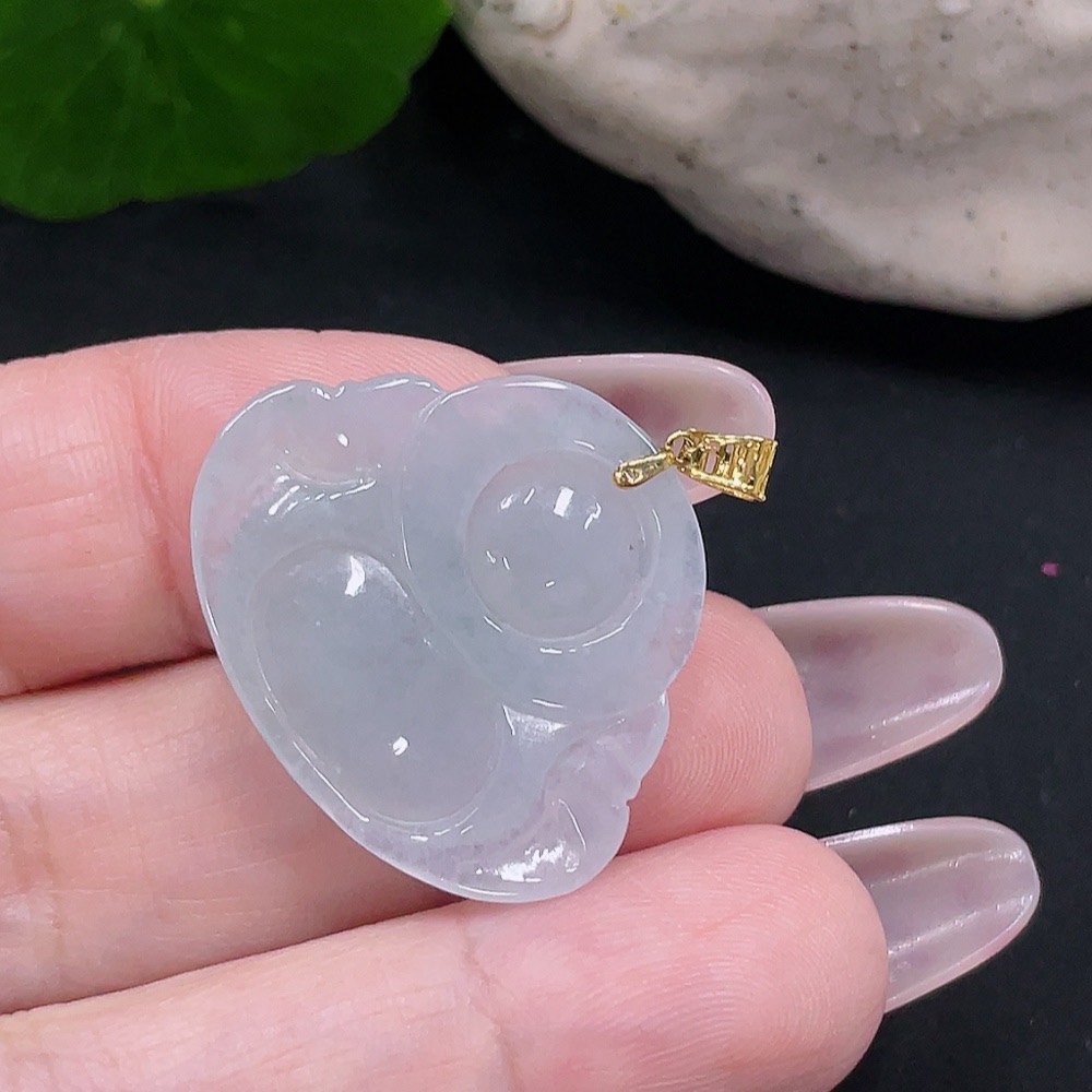 F34068538 Jadeite Buddha Pendant 18K Gold Total Weight Approx. 4.7g