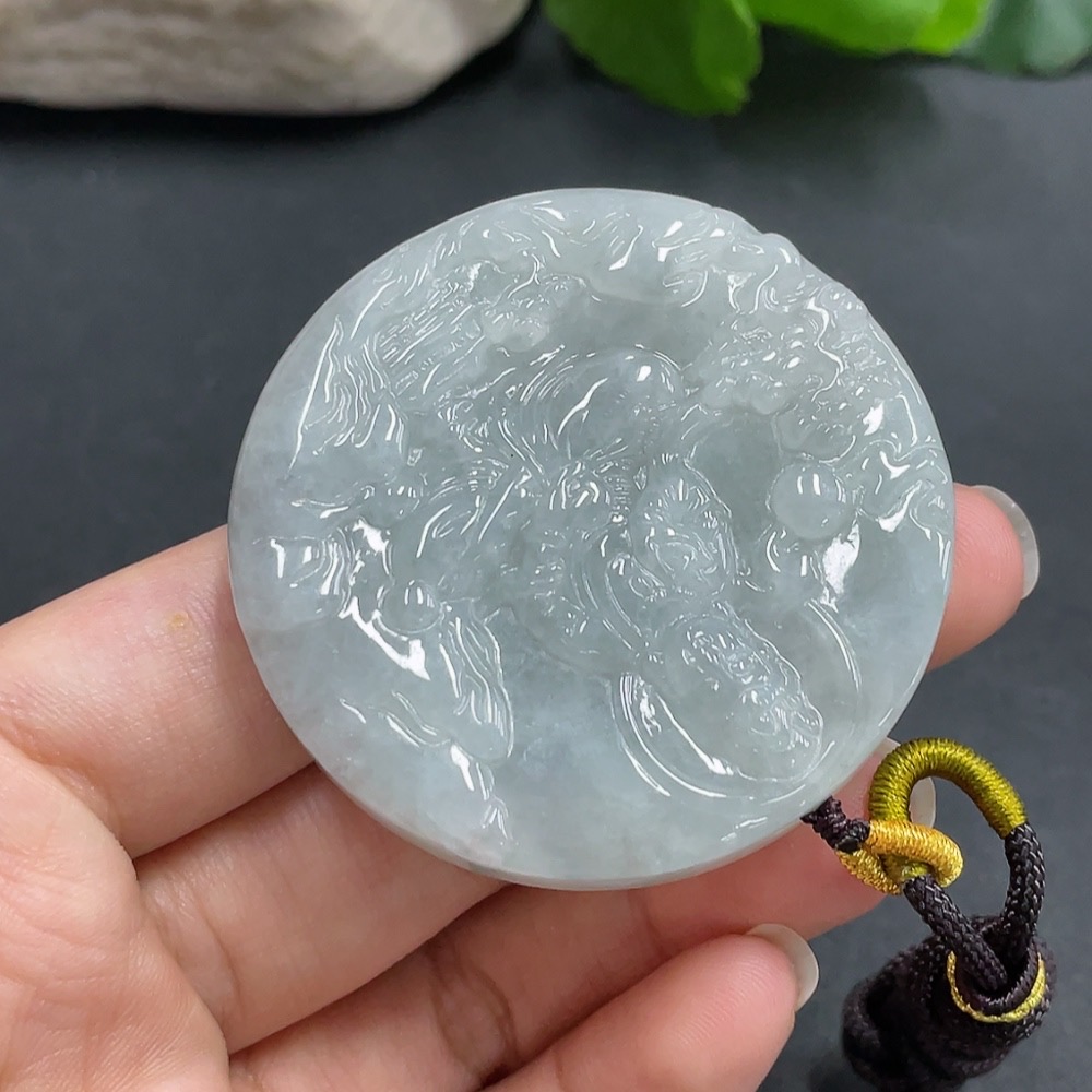 F17842834 JadeiteLandscape Guanyin Pendant Total Weight 74.636g