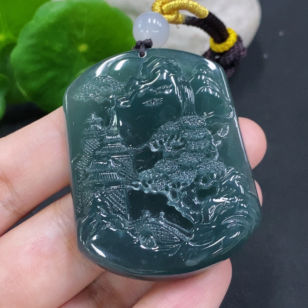 F34022006 Jadeite Landscape Pendant Total Weight Approx. 36g (Beads Non-Grade A)