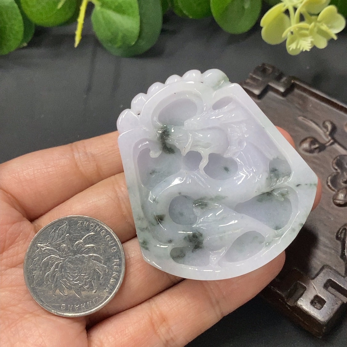 F07135087 Jadeite Antique Dragon Pendant