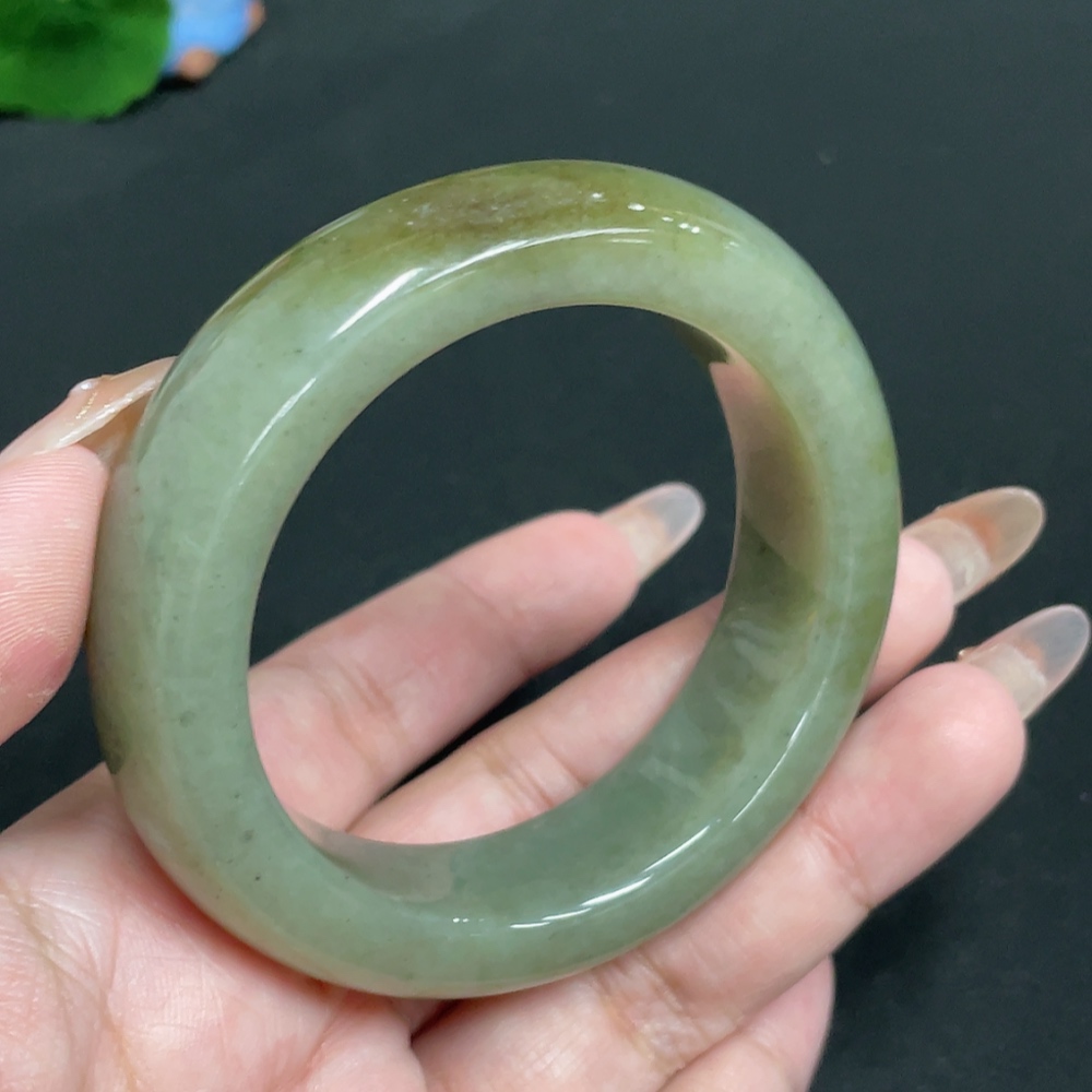 H32804672 Hetian Jade Round Bracelet, Size 53.6, Total Weight Approx. 88.4g