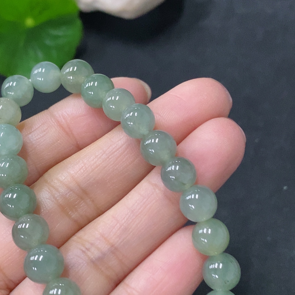 F35140751 Jadeite Bracelet Approx. 7.5mm Beads Total Weight Approx. 17.13g