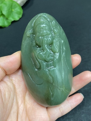 H33878753 Hetian Jade Handheld Carving - God of Wealth, Total Weight Approx. 203.6g