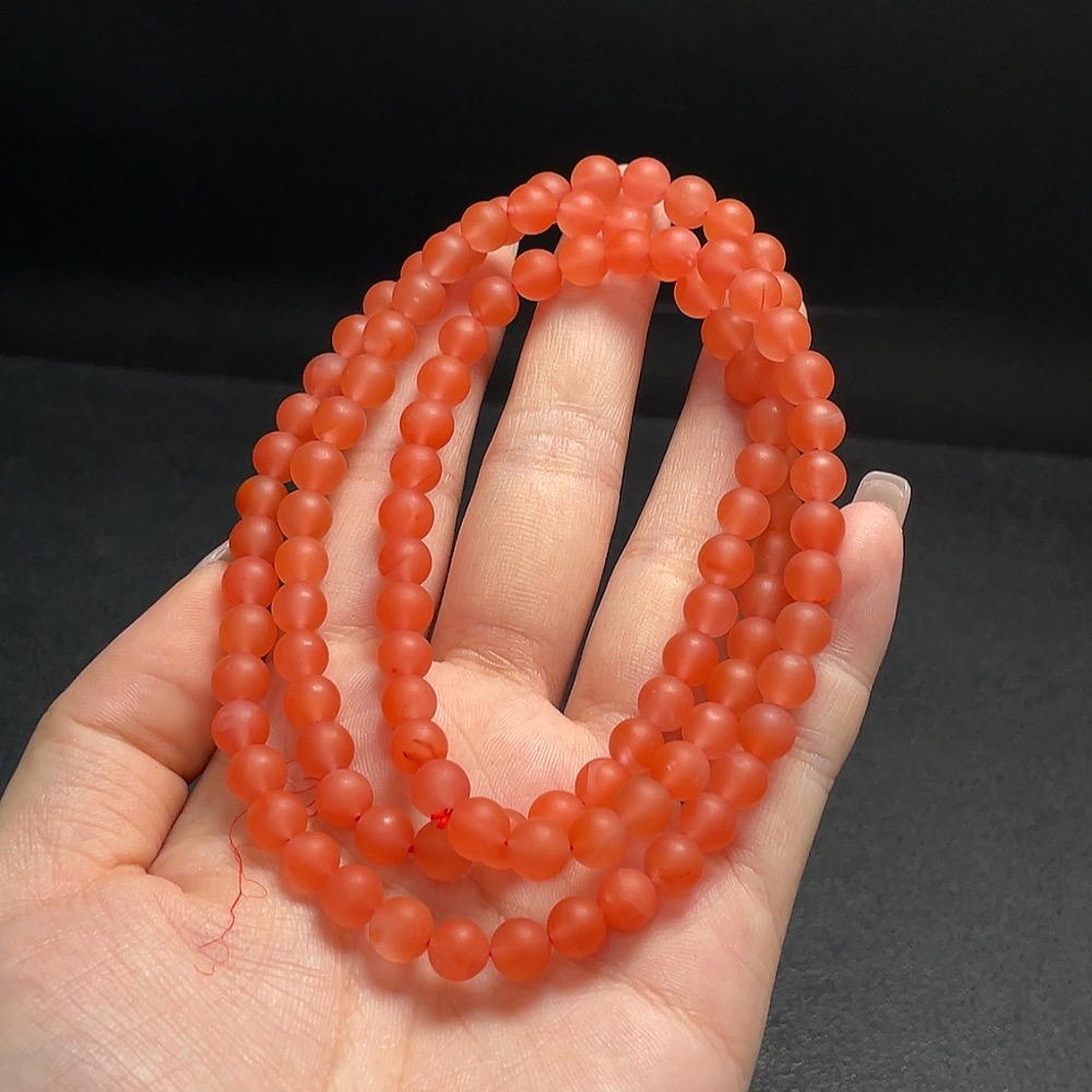 C27133040 South Red Agate Bead Strand Approximately 6.6mm Total Weight About 43.41g Visible Organic Matter