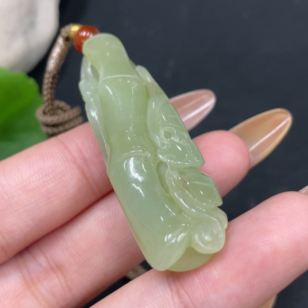 H31663938 Hetian Jade Pendant Bamboo Node
